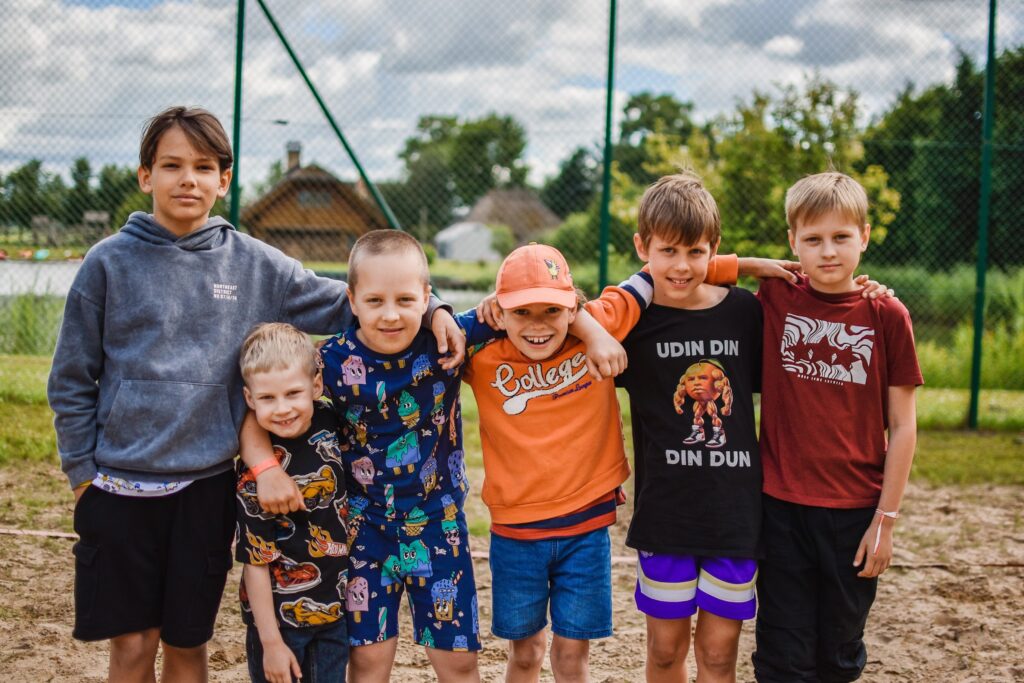 Friendly children posing together